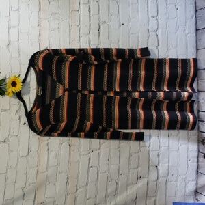 Jessica Max USA open cardigan horizontal striped multicolor Sz M